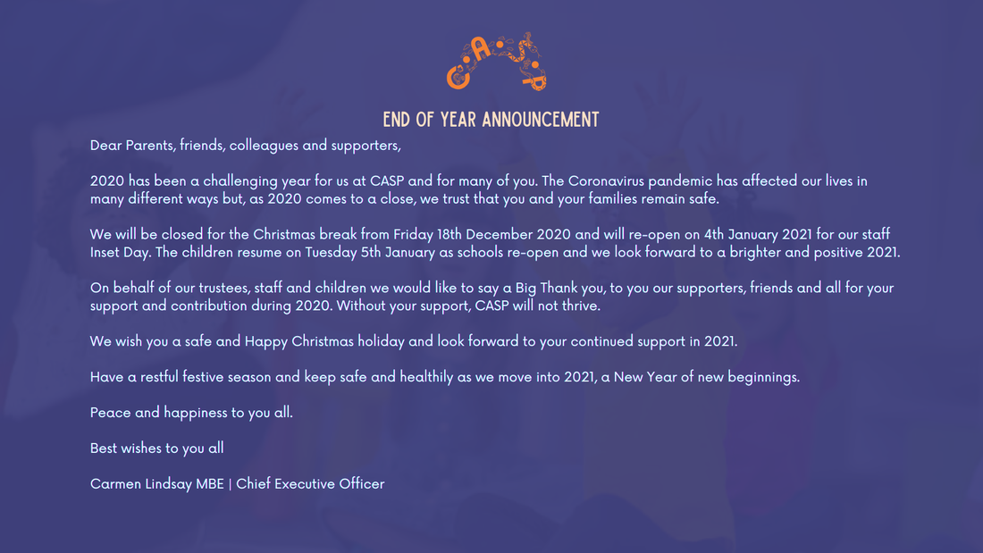 End of year announcement from Camberwell After Schools Project